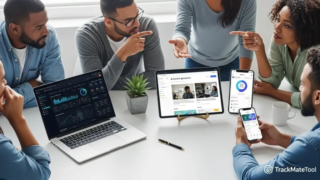 Comparison of the best AI tool alternatives in South Africa for 2025 with TrackMateTool branding.